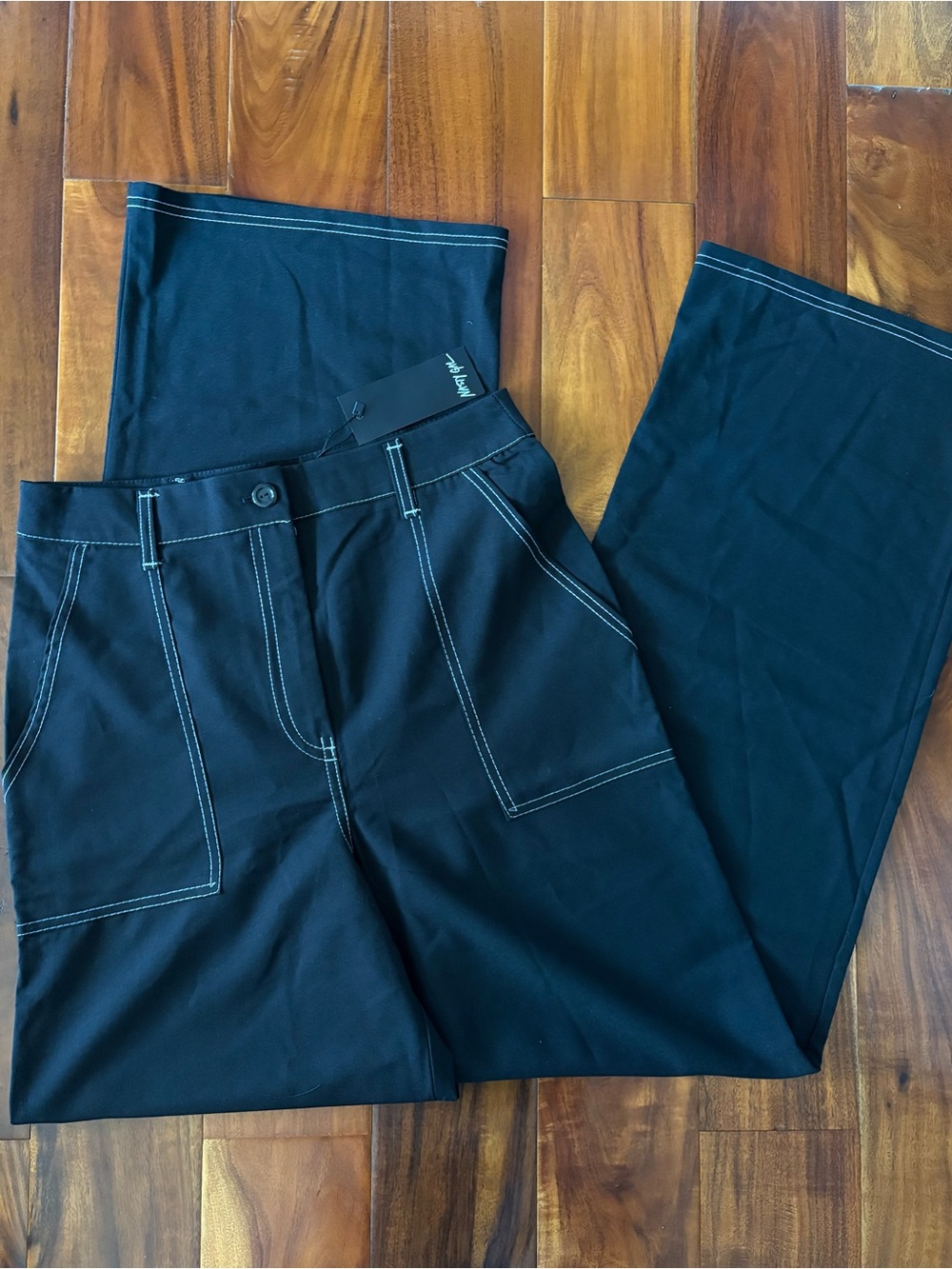 Nasty Gal Wide Leg Pants with Contrast Stitching